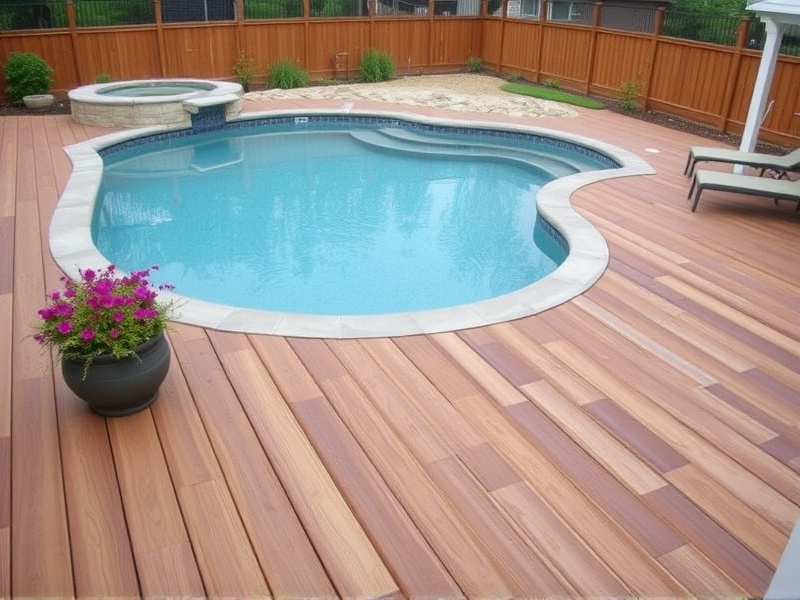 composite wood decking around pool