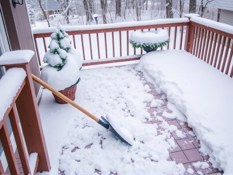 shoveling snow from composite decking